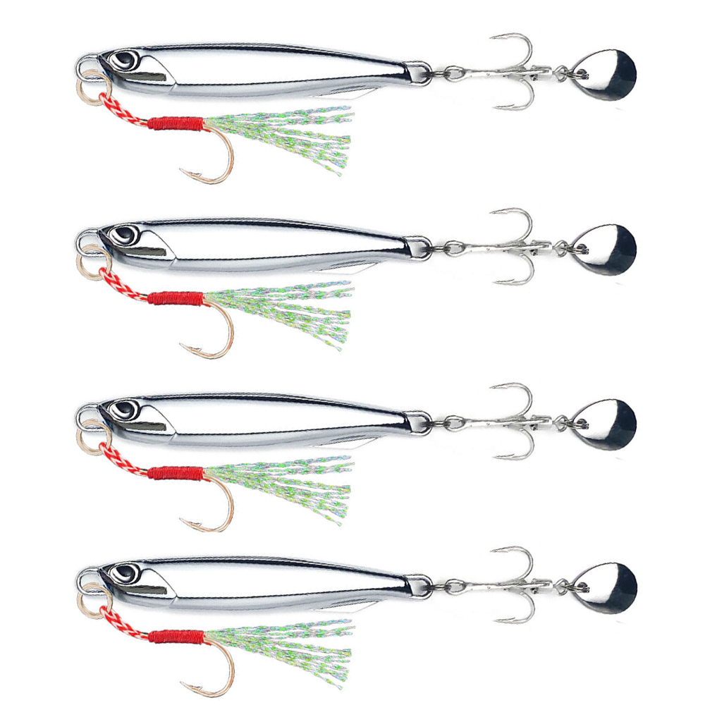 Fishing Lure Spinnerbait - 4Pcs 10/15/20/30/40g Metal Cast Jig Spoon