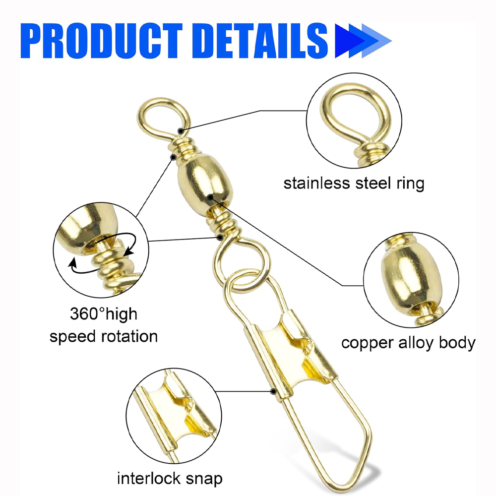 50Pcs Gold Fishing Barrel Swiv - огляд і ціна Fishing Lure Accessories